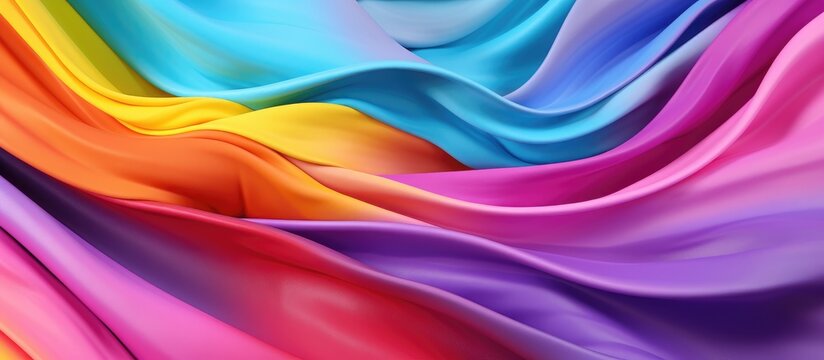 This close-up view showcases a fabric with vibrant rainbow colors, perfect for adding bold and cheerful designs to interior spaces. The fabric features a striking array of hues that create a beautiful