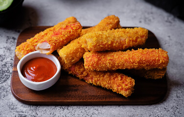 Fried Crab sticks in crumbs