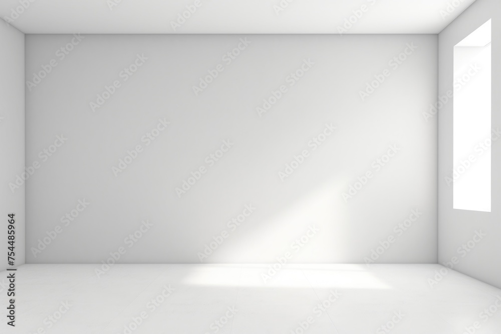 Poster a simple white room with a window and clean white floor. suitable for interior design concepts