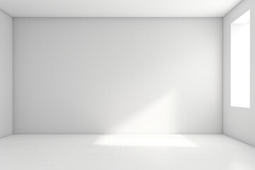 A simple white room with a window and clean white floor. Suitable for interior design concepts