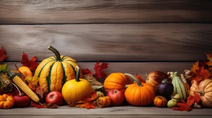 Various pumpkins and gourds displayed on a table, perfect for fall-themed projects