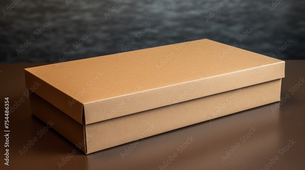 Poster a brown box sitting on top of a table. suitable for business or storage concepts