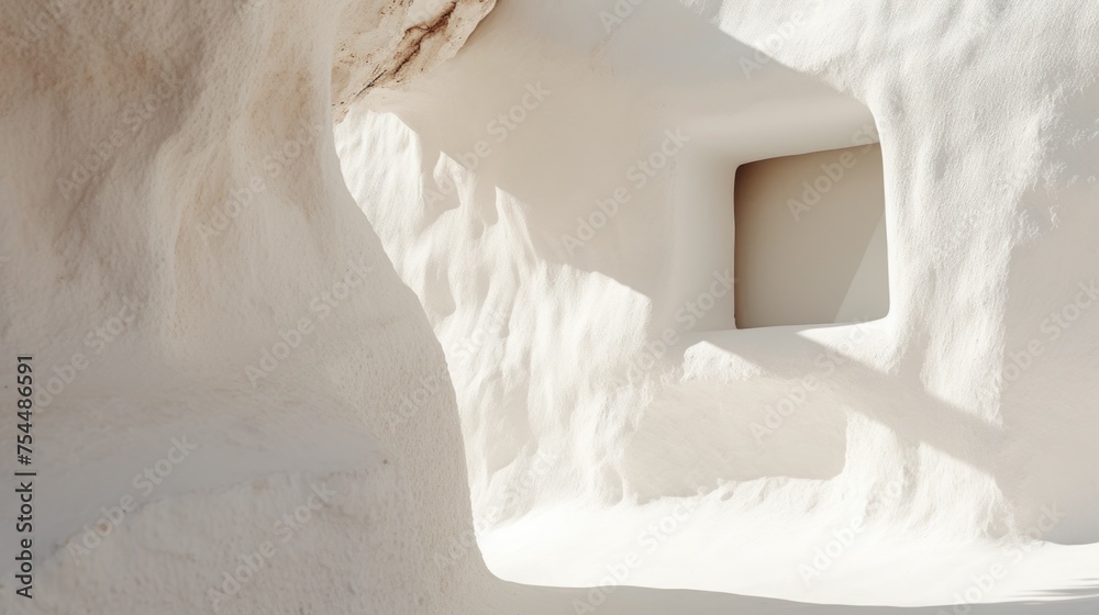 Aufkleber a simple white wall with a small window. ideal for architectural and interior design concepts