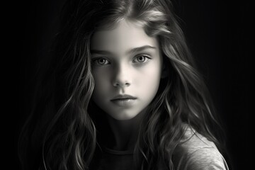Fototapeta premium A black and white photo of a young girl. Suitable for various projects