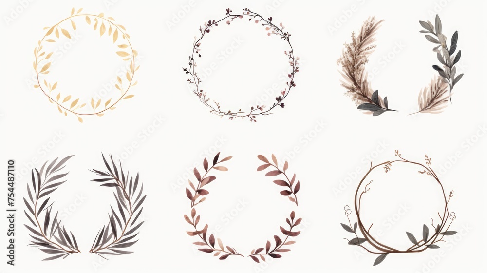 Poster set of four different wreaths on a white background. perfect for various design projects