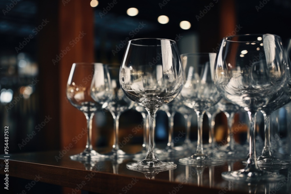 Poster wine glasses arranged on a table, ideal for restaurant or event concepts