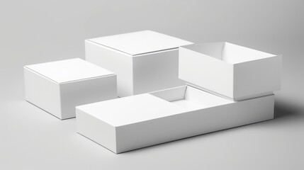 Fototapeta premium White boxes stacked on top of each other. Suitable for packaging and storage concepts