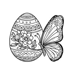 Easter egg coloring page with intricate patterns.