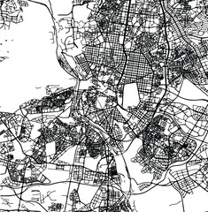 Naklejka premium Silhouette map of Madrid Spain