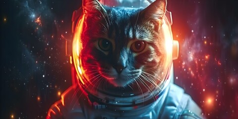 Adventurous Cat in a Spacesuit Dreams of Cosmic Exploration. Concept Space Cats, Adventure, Dreams, Cosplay, Exploration
