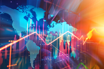 Business graph with arrows, global business concept