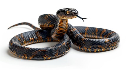 Poisonous snake isolated on white background.