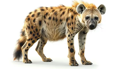 Foto op Plexiglas One hyena isolated on white background. © MiguelAngel
