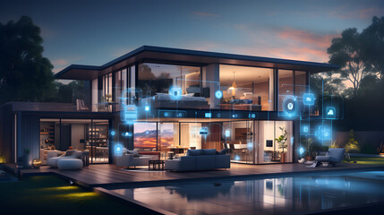 Obraz premium Smart home technology integrates various household devices for enhanced convenience. Generative AI