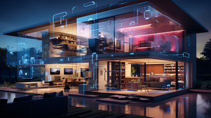 Obraz premium Smart home technology integrates various household devices for enhanced convenience. Generative AI