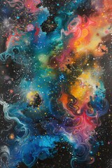 Obraz na płótnie Canvas The cosmic background presents a vast expanse of stars, nebulae, and galaxies, evoking a sense of awe and wonder at the mysteries of the universe