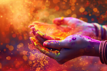Fototapeta premium Hands throwing festive colored powder