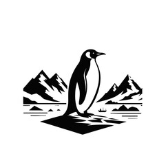 Monochrome penguin isolated vector illustration