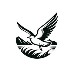 Seagull isolated monochrome vector illustration emblem
