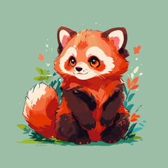 Vector illustration of a charming red panda.