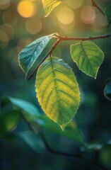 Close Up of a Green Leaf on a Branch