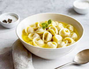 Tortellini in Brodo, clear broth.