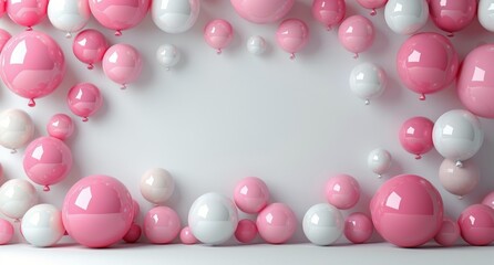 Pink and White Balloons Floating in the Air
