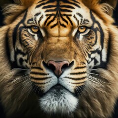 Obraz premium close up of a tiger, Intense stare of a Bengal Tiger, wildlife, predator, fierce, eyes, fierce, powerful, feline, endangered, intense, beautiful