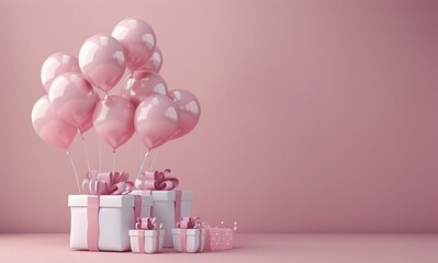 Pink Balloons Floating Through the Air