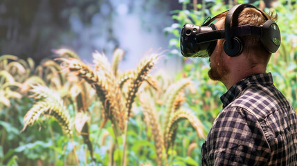 A virtual reality simulation used by agronomists to predict the outcomes of genetic modifications in crops, with copy space