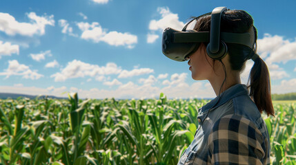 A virtual reality simulation used by agronomists to predict the outcomes of genetic modifications in crops, with copy space