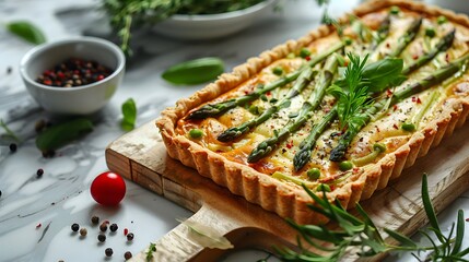 Piece of Heaven: Rectangular Asparagus Quiche Delight - Powered by Adobe