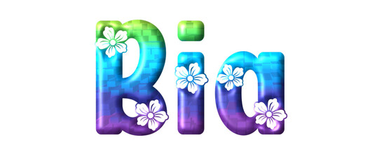 Bia - multicolor - written with engraved typical Hawaiian hibiscus flowers- ideal for websites, e-mail, sublimation greetings, banners, cards, t-shirt, sweatshirt, prints, cricut,	