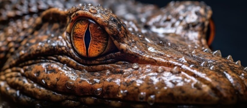 close up photo crocodile eyes and face