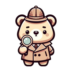 Fototapeta premium cartoon icon character cute bear detective