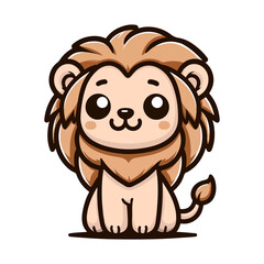 Obraz premium cartoon icon character cute lion