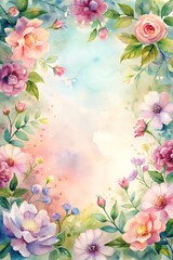 Obraz na płótnie Canvas watercolor floral frame