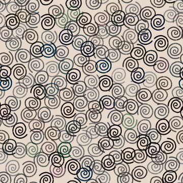 seamless pattern with spirals, swirls, squiggles