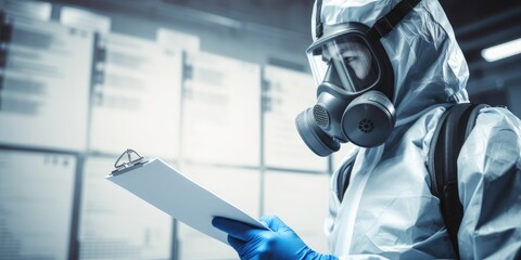 Healthcare Professional Writing Report in Protective Gear