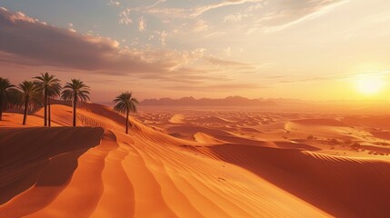 Behold the majesty of Ramadan's natural landscapes, where the tranquil beauty of desert dunes and palm-fringed oases provides a serene backdrop for contemplation and prayer amidst the vastness of the 