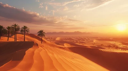 Papier Peint photo Lavable Brique Behold the majesty of Ramadan's natural landscapes, where the tranquil beauty of desert dunes and palm-fringed oases provides a serene backdrop for contemplation and prayer amidst the vastness of the 