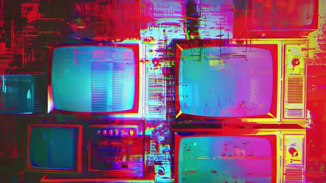 sequencemade from collection of retro and vintage televisions with artificial intelligence
