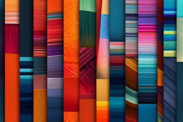 colorful bright background, collage of different fabric patterns