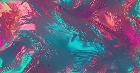 Fototapeta na wymiar Abstract modern holographic background, resembling digital fabric. 80s-style pastel colors merge with sci-fi holographic elements. Synthwave, vaporwave, and webpunk vibes in retro futurism