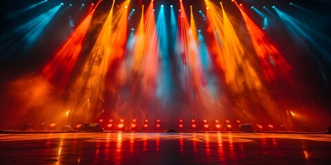 Creating a Vibrant Abstract Backdrop with Concert Lighting Spotlights. Concept Abstract Backdrop, Concert Lighting, Vibrant Colors