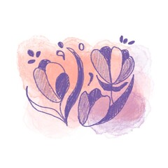Hand drawn watercolor flower spring abstract background 