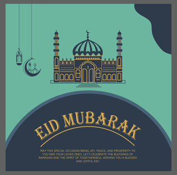 Eid Mubarak Celebration: Modern Vector Poster Design with Retro Aesthetic Touch