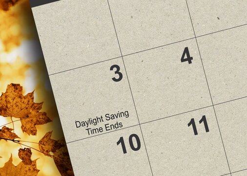 Daylight saving time ENDS on a calendar page for 2024