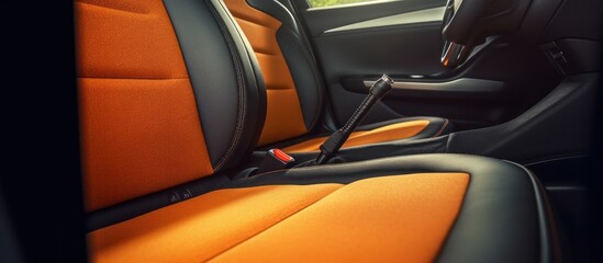 Close up of clean driver's seat with black dashboard