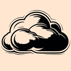 Black and White Cloud Outline Silhouette Ornament Vector Art for Logo and Icon, Sketch, Tattoo, Clip Art